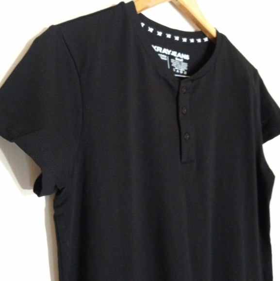 Xray jeans black crew neck 3 button short sleeve shirt - Picture 4 of 4